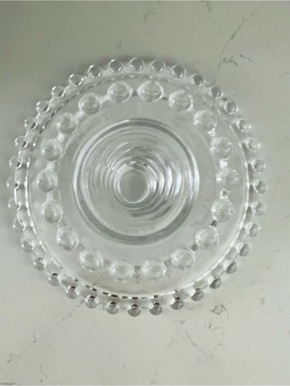 CANDLEWICK Style Clear Glass Beaded Dessert Stand